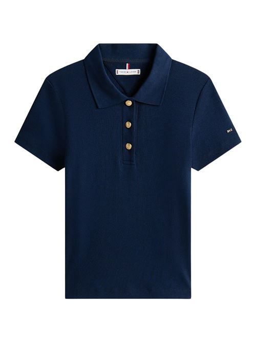 Polo donna blu in cotone Tommy Hilfiger | WW0WW45436C1G